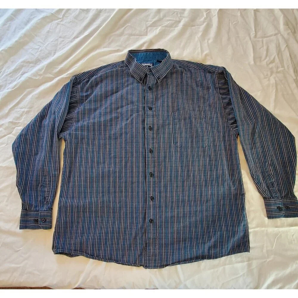 Panhandle Western Shirt Mens XL Plaid Blue Dress Shirt